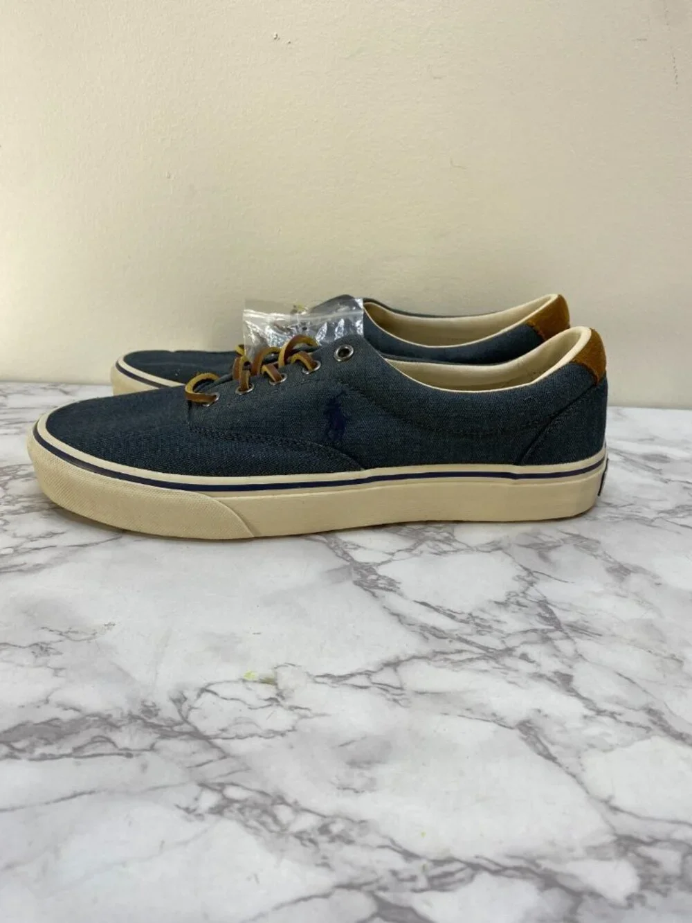Ralph Lauren Men's Faxon Blue Denim Lace Sneaker sz 9.5